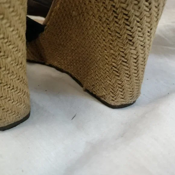 TOMS Wedge Espadrille Sandal Black Fabric, size 9W - Picture 5 of 8